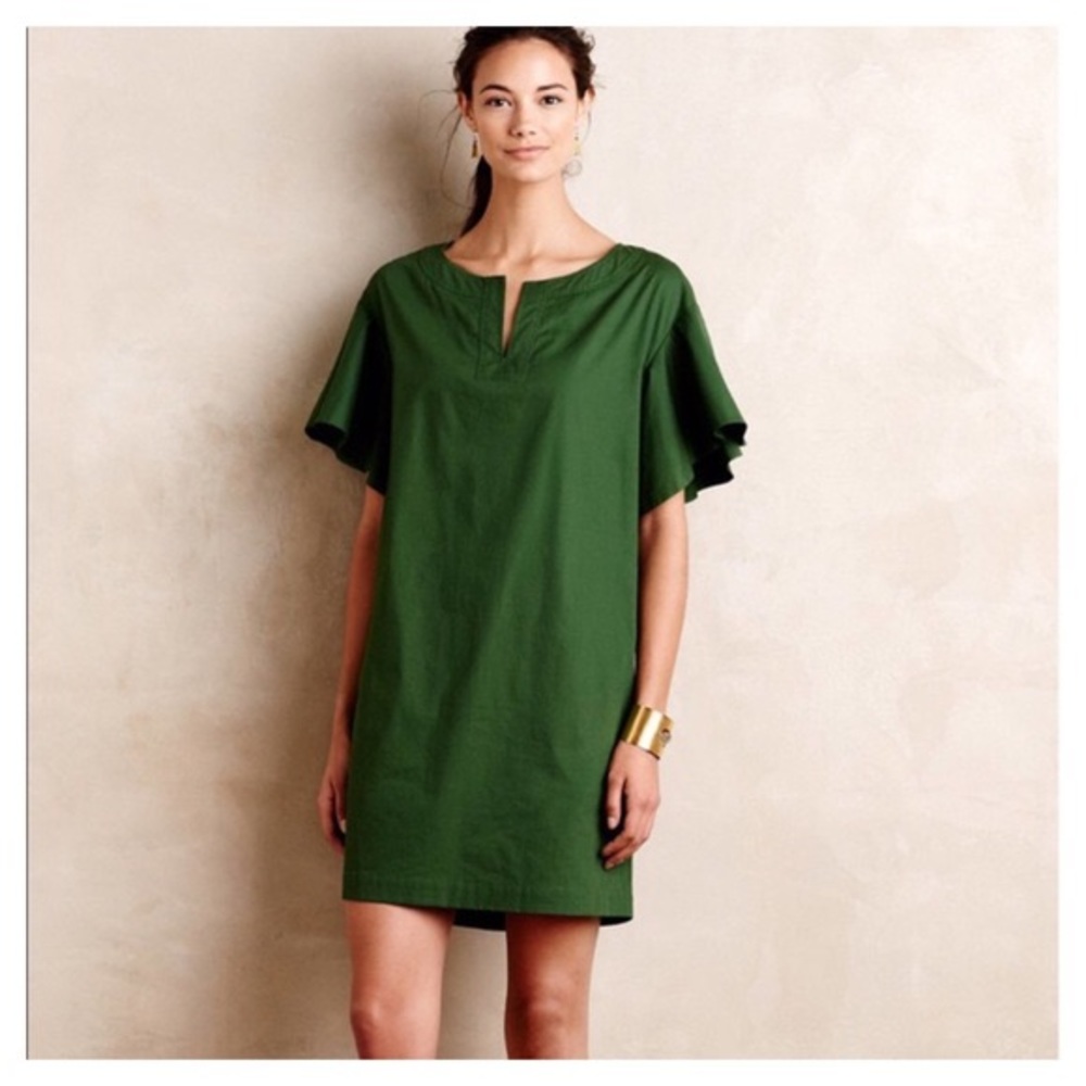 Anthropologie Maeve Fluttered Poplin Tunic Dress